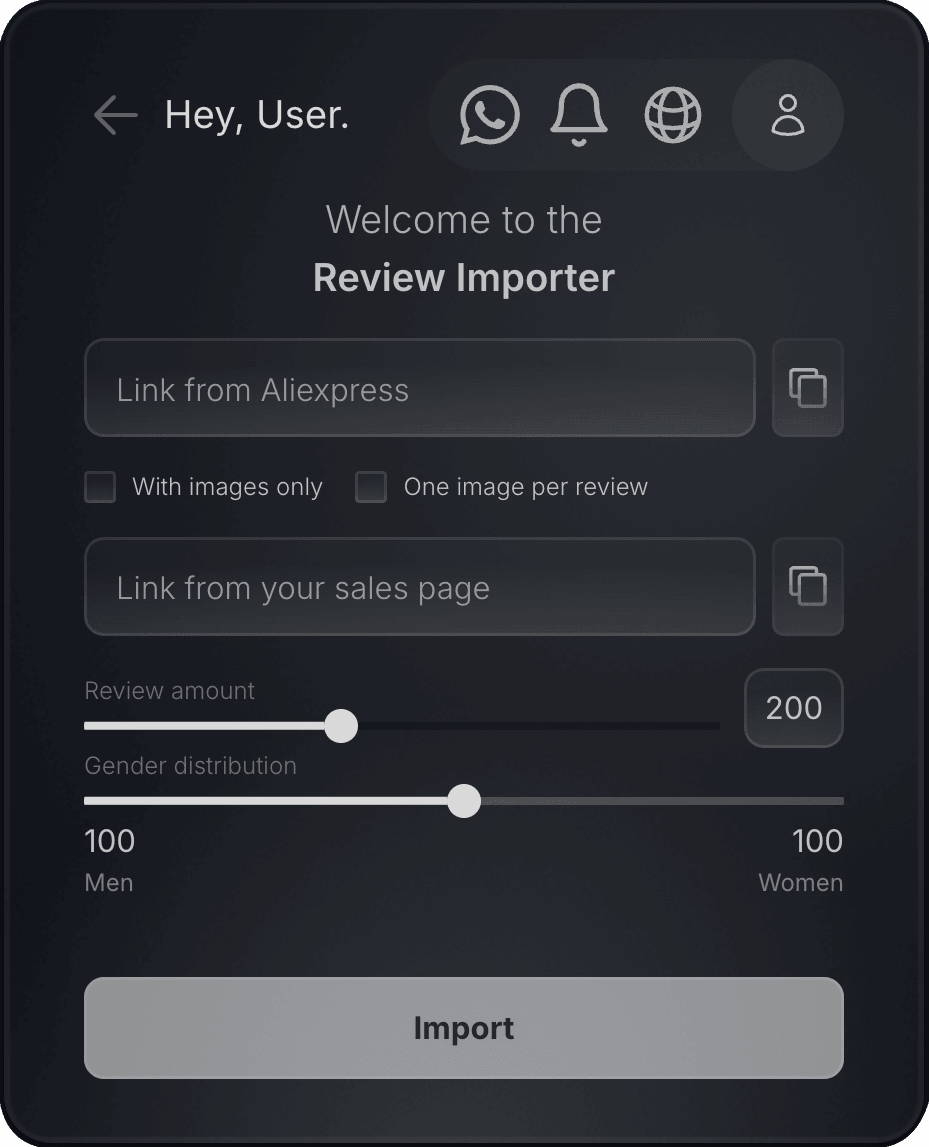 Copier feature page of the app.